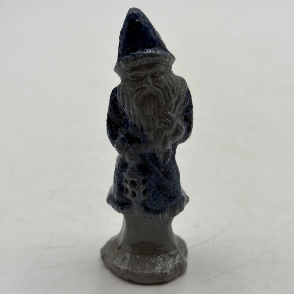Vintage Rowe POTTERY Belsnickle SANTA FIGURINE W/Lantern 3.5"  Salt Glaze 1987